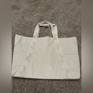 PINK Victoria's Secret White Tote with Studded Design